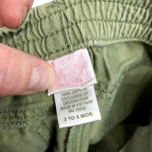 Janie and Jack pants olive with embroidered flowers on pocket size 3-6 months - Picture 3 of 5